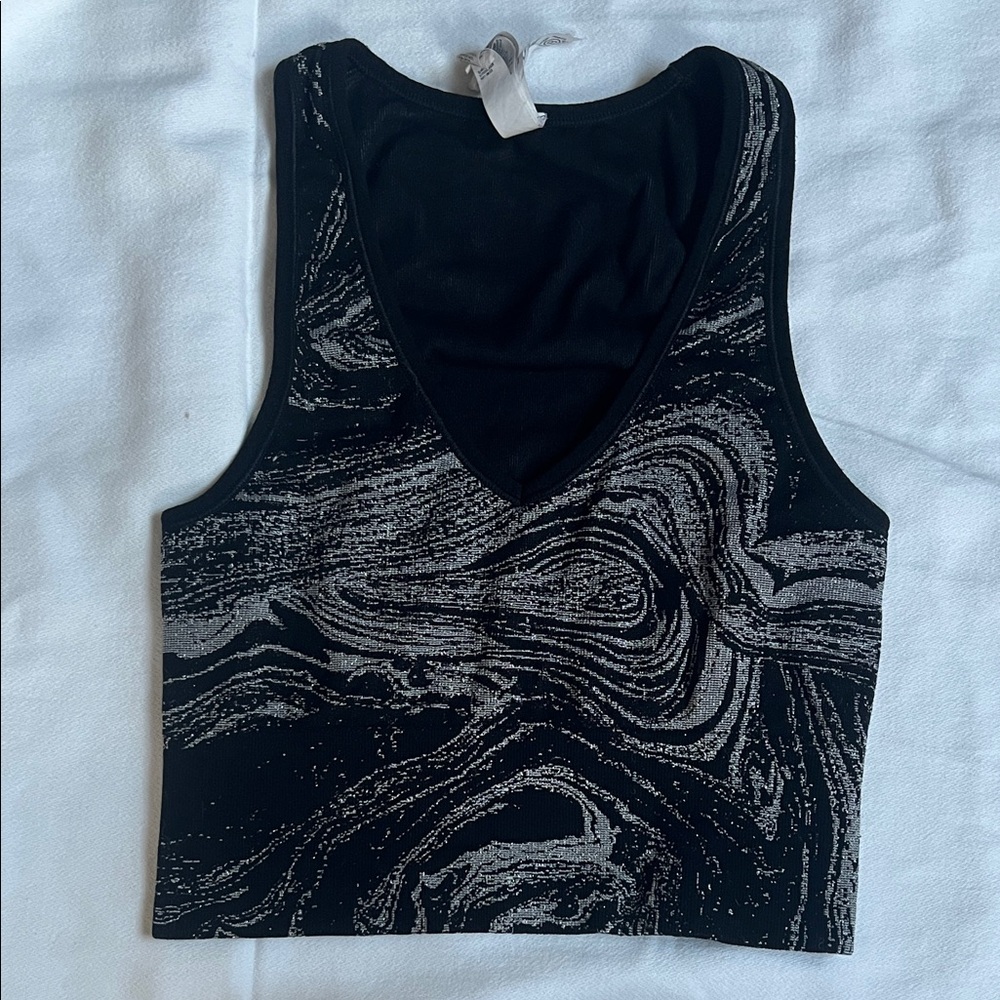 Athleta Black and Gray Swirl Tank Top XS